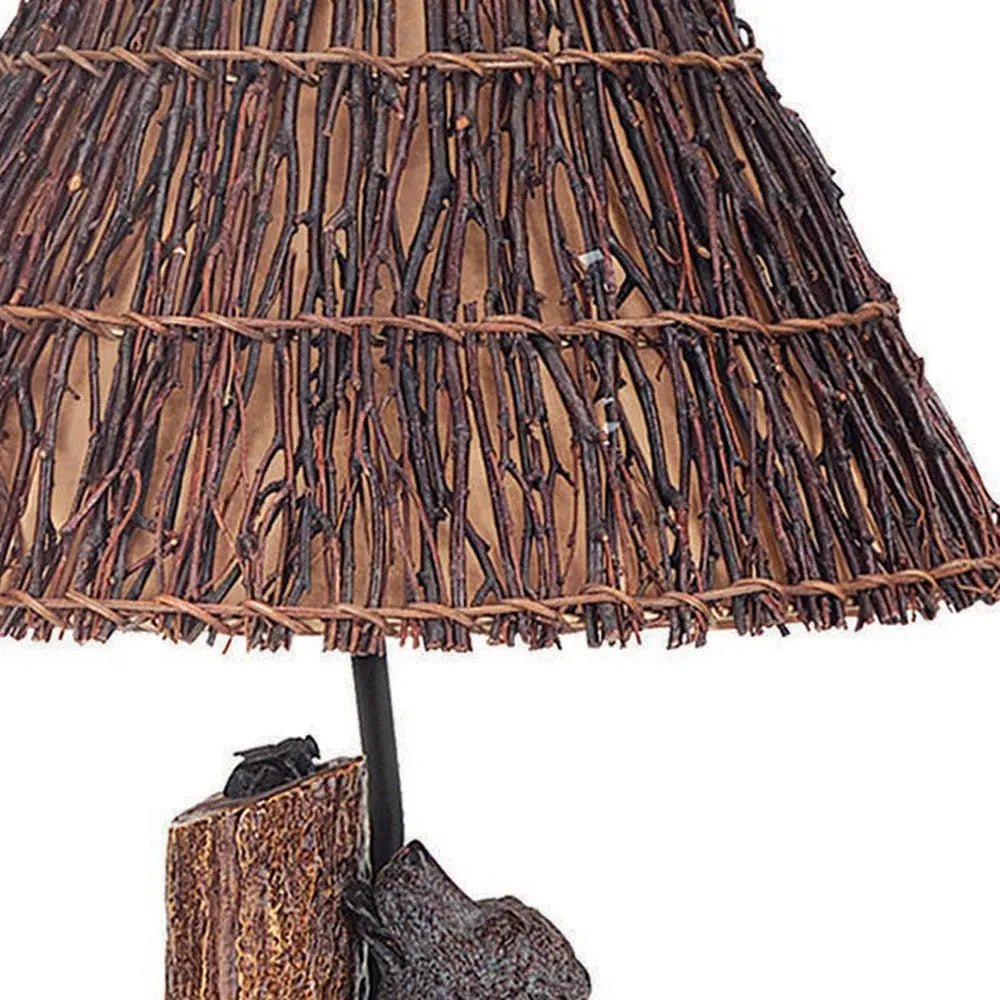 29" Gray Novelty Table Lamp With Brown Empire Shade - GreatEagleInc