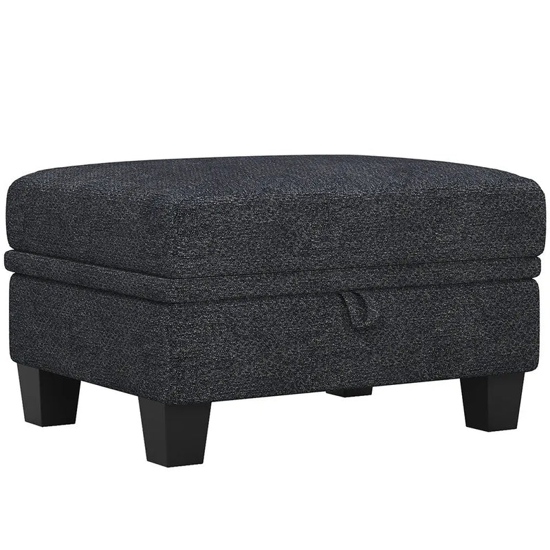 29" Gray and Black Chenille Storage Ottoman Homeroots Living Room
