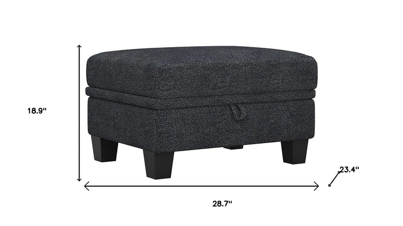 29" Gray and Black Chenille Storage Ottoman Homeroots Living Room
