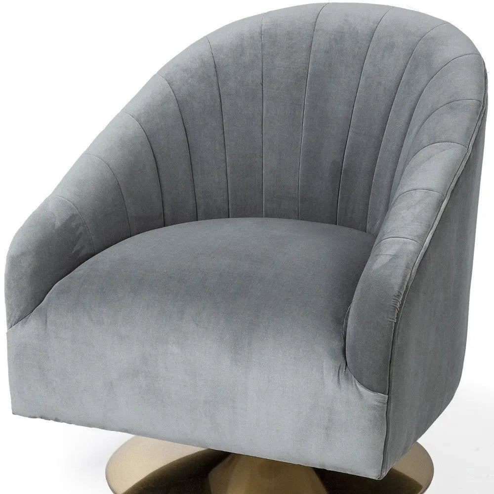 29" Gray and Copper Velvet Lounge Chair - GreatEagleInc