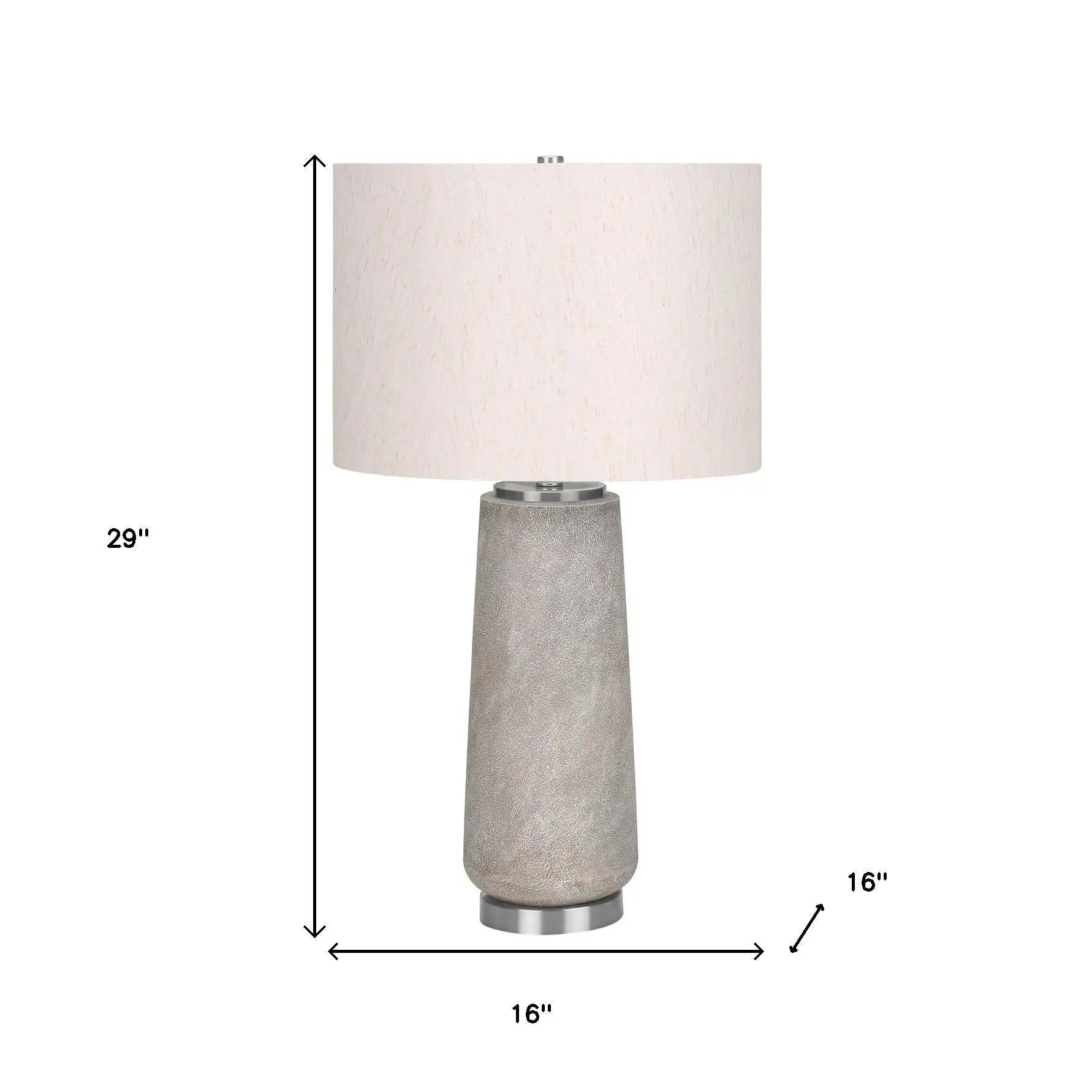 29" Gray and Silver Cylinder Table Lamp With Ivory Drum Shade Homeroots Lighting