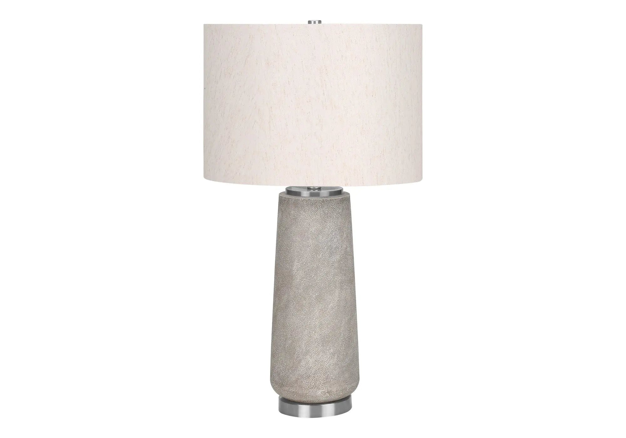 29" Gray and Silver Cylinder Table Lamp With Ivory Drum Shade Homeroots Lighting