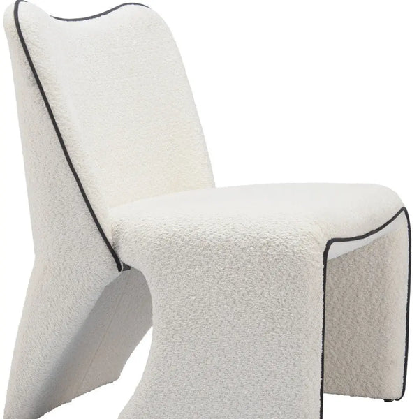 29" Ivory Faux Shearling And Upholstered Side Chair - GreatEagleInc
