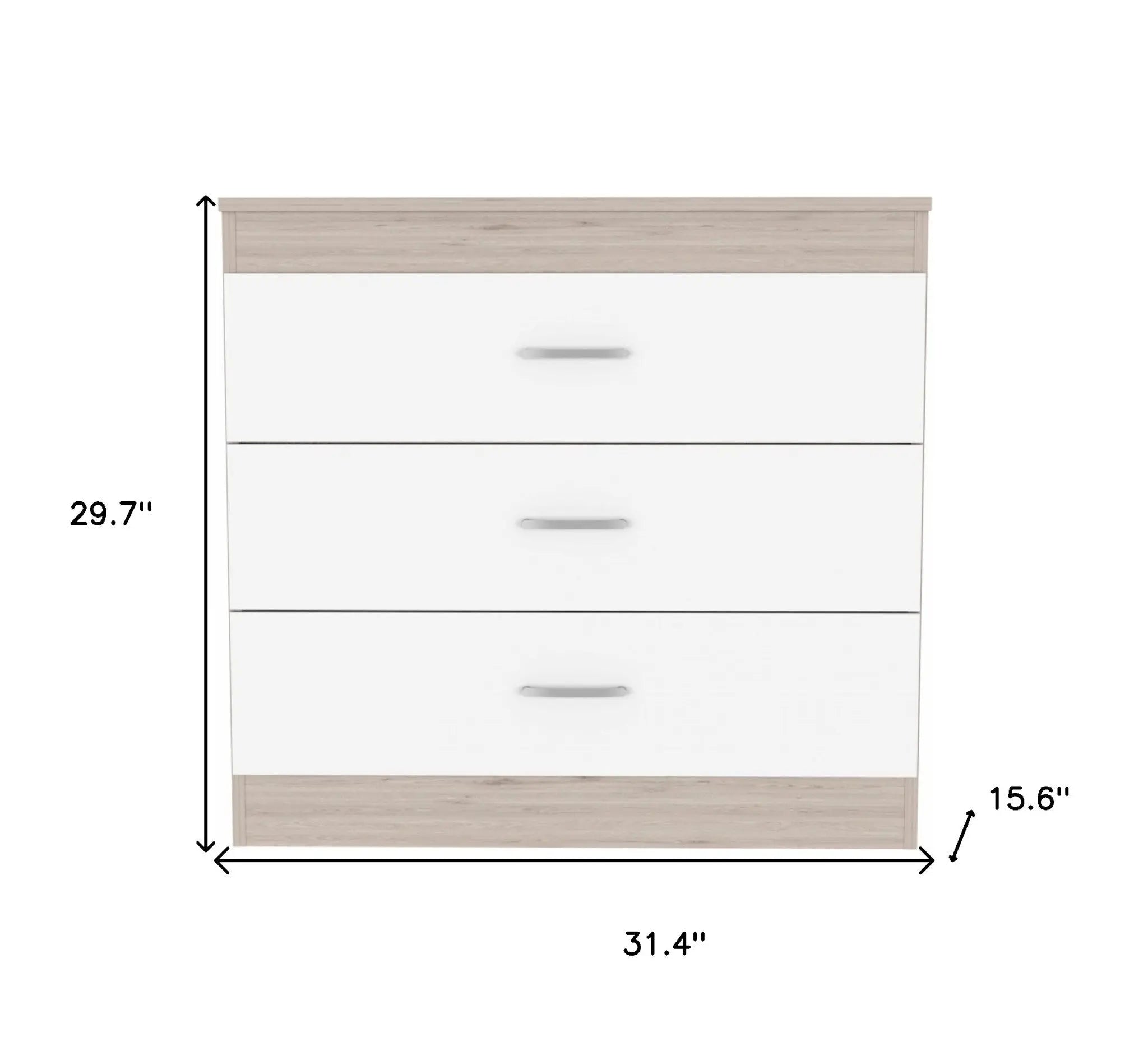 29" Light Gray and White Three Drawer Dresser Homeroots Bed & Bath