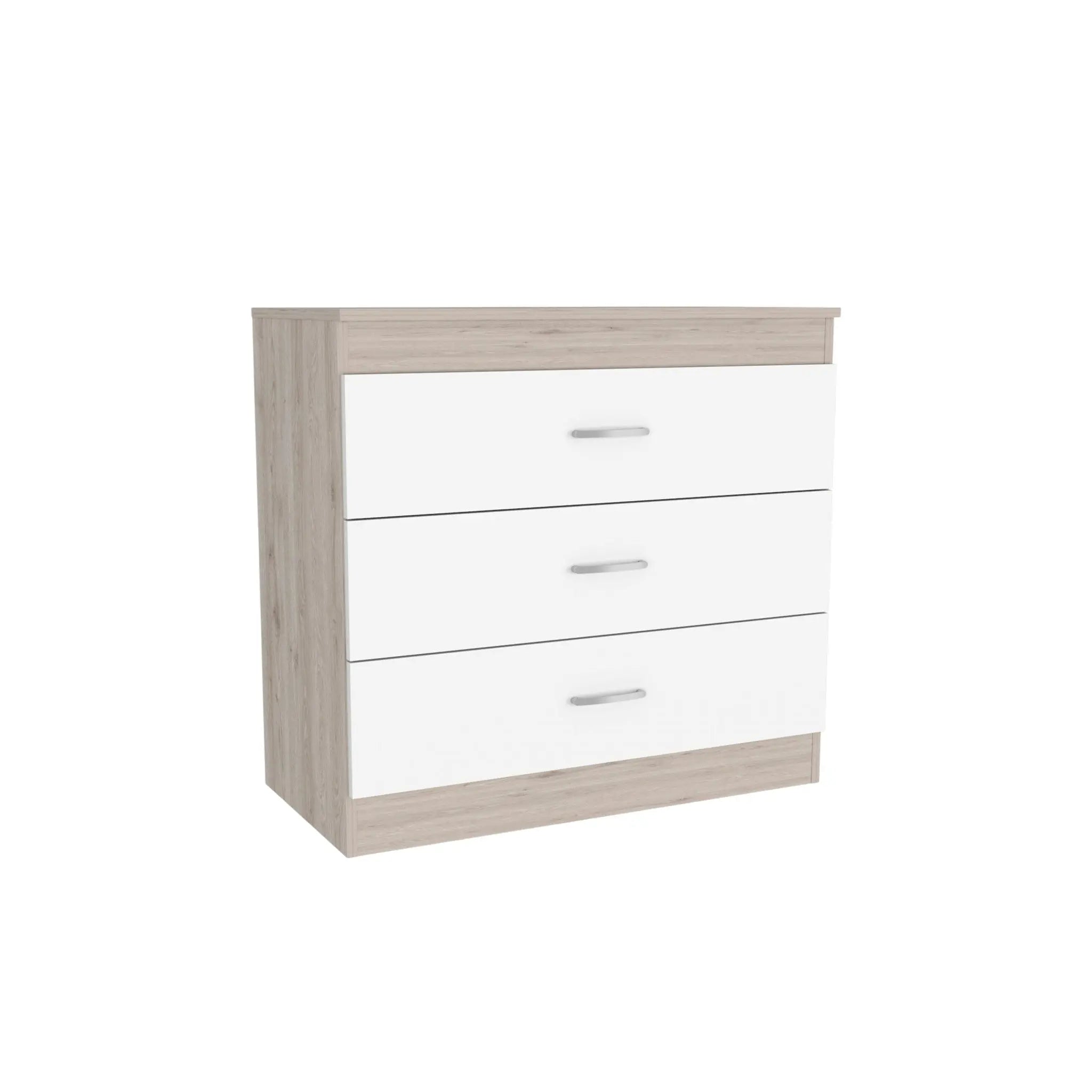 29" Light Gray and White Three Drawer Dresser Homeroots Bed & Bath