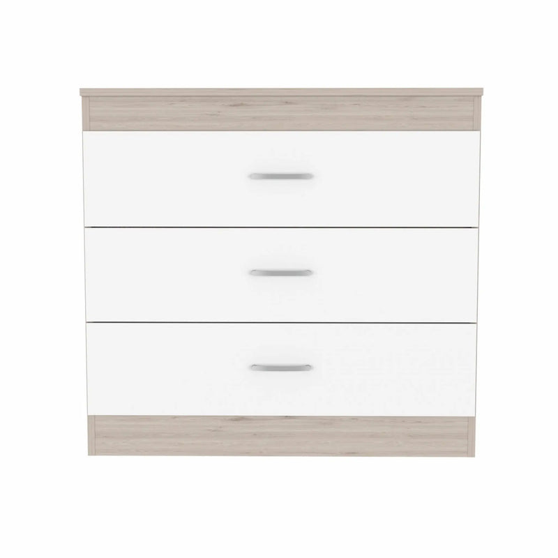 29" Light Gray and White Three Drawer Dresser Homeroots Bed & Bath