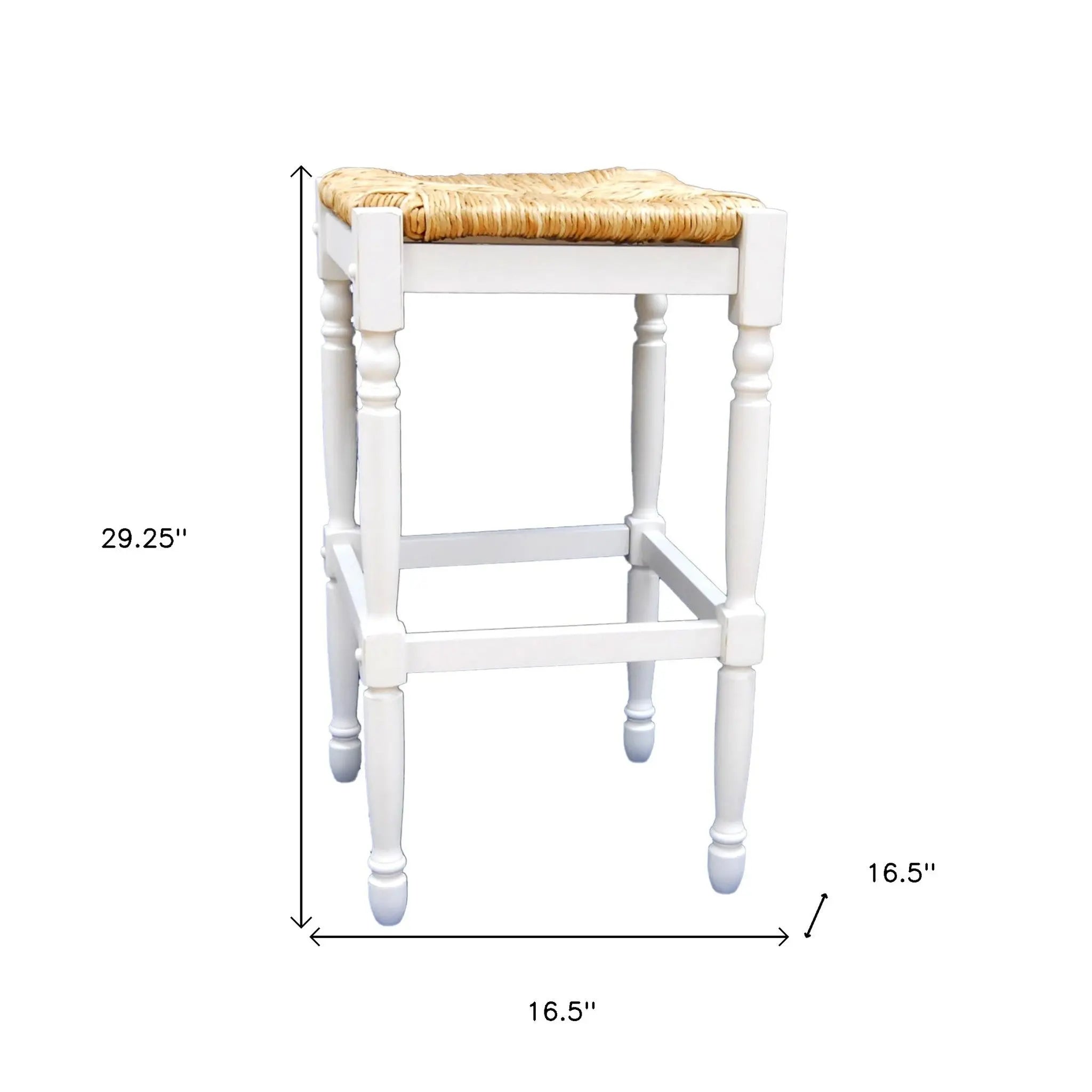 29" Natural And Antiqued White Solid Wood Backless Bar Height Bar Chair Homeroots Living Room