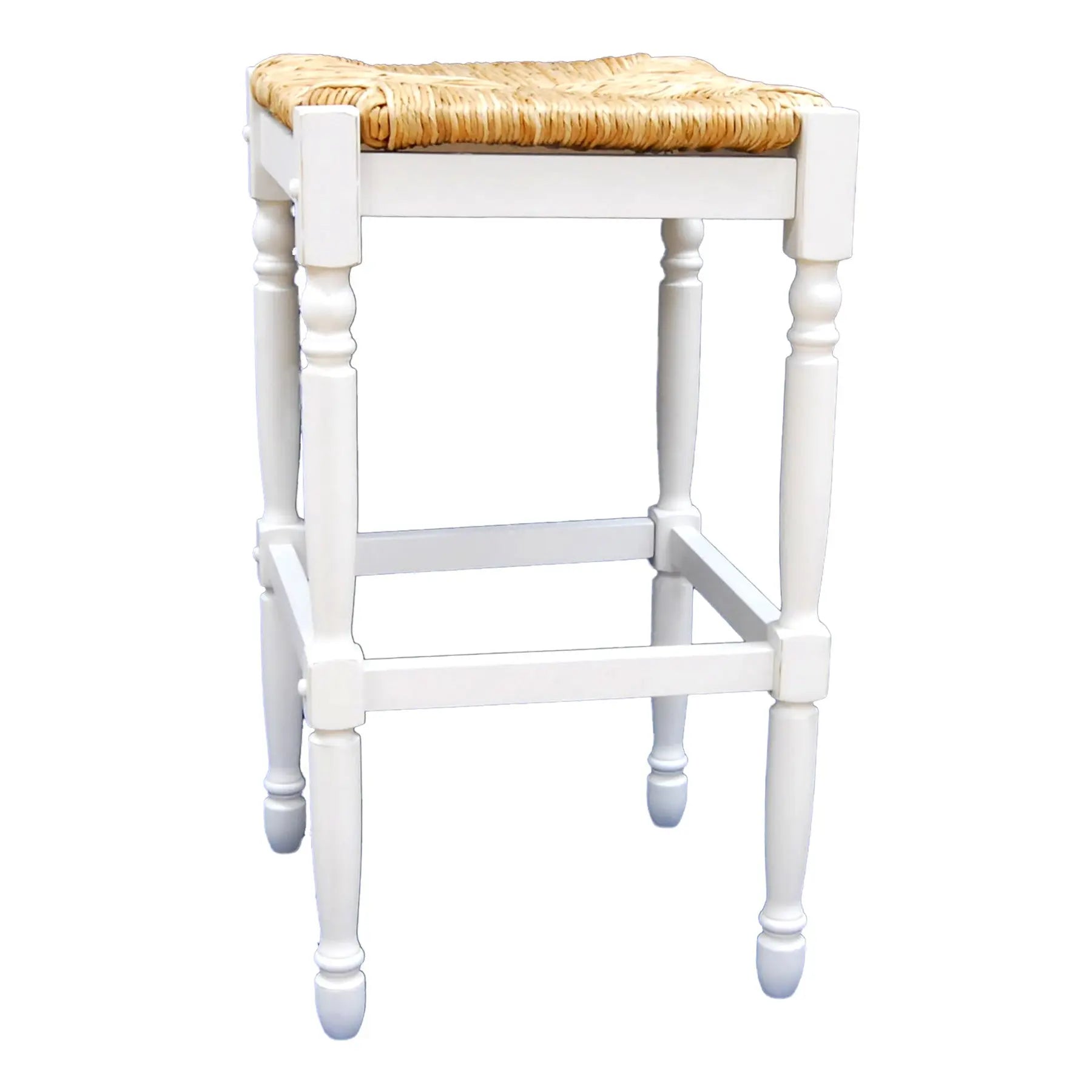 29" Natural And Antiqued White Solid Wood Backless Bar Height Bar Chair Homeroots Living Room