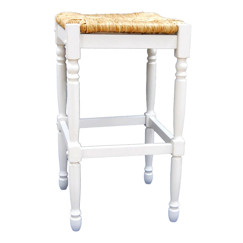 29" Natural And Antiqued White Solid Wood Backless Bar Height Bar Chair Homeroots Living Room