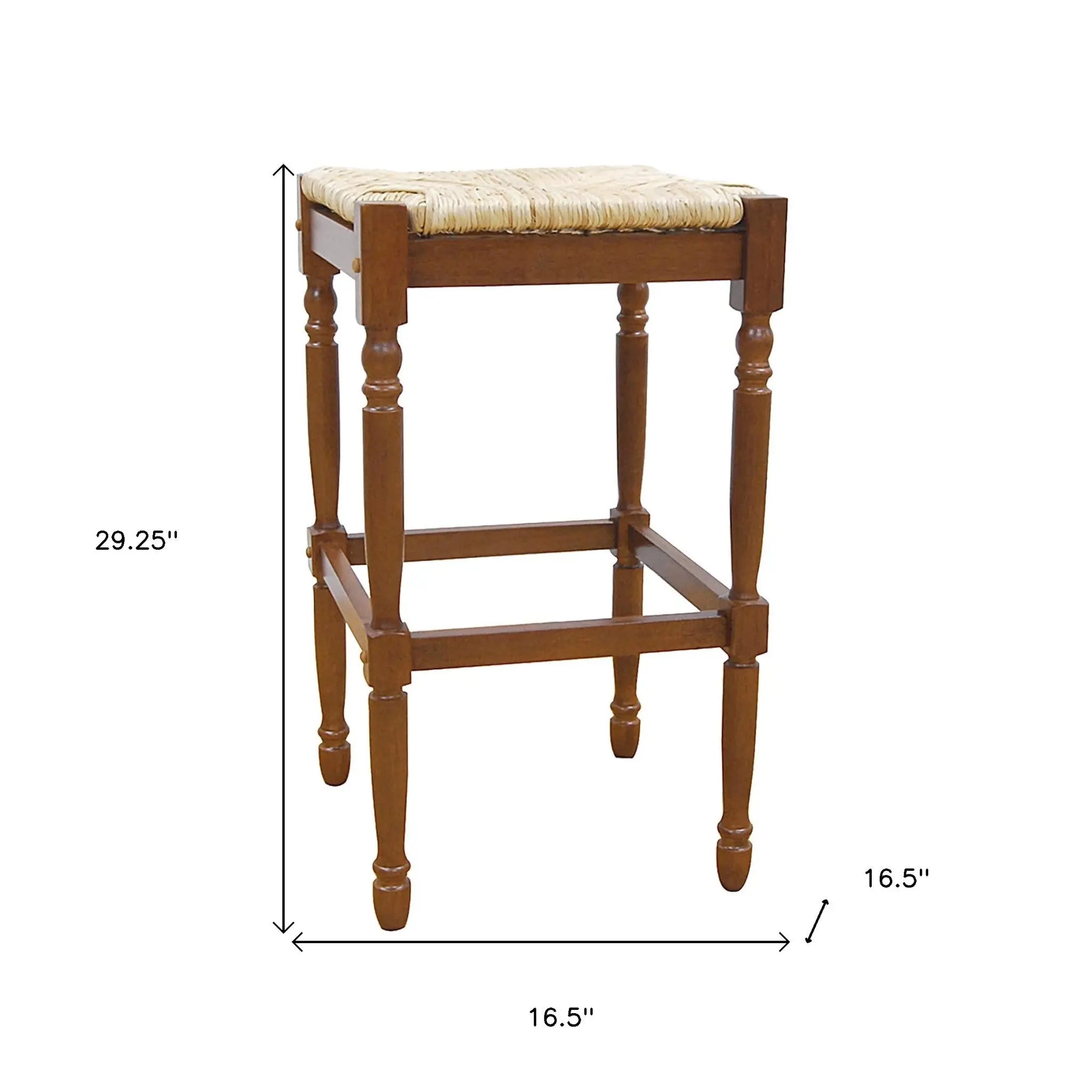 29" Natural And Brown Solid Wood Backless Bar Height Bar Chair Homeroots Living Room