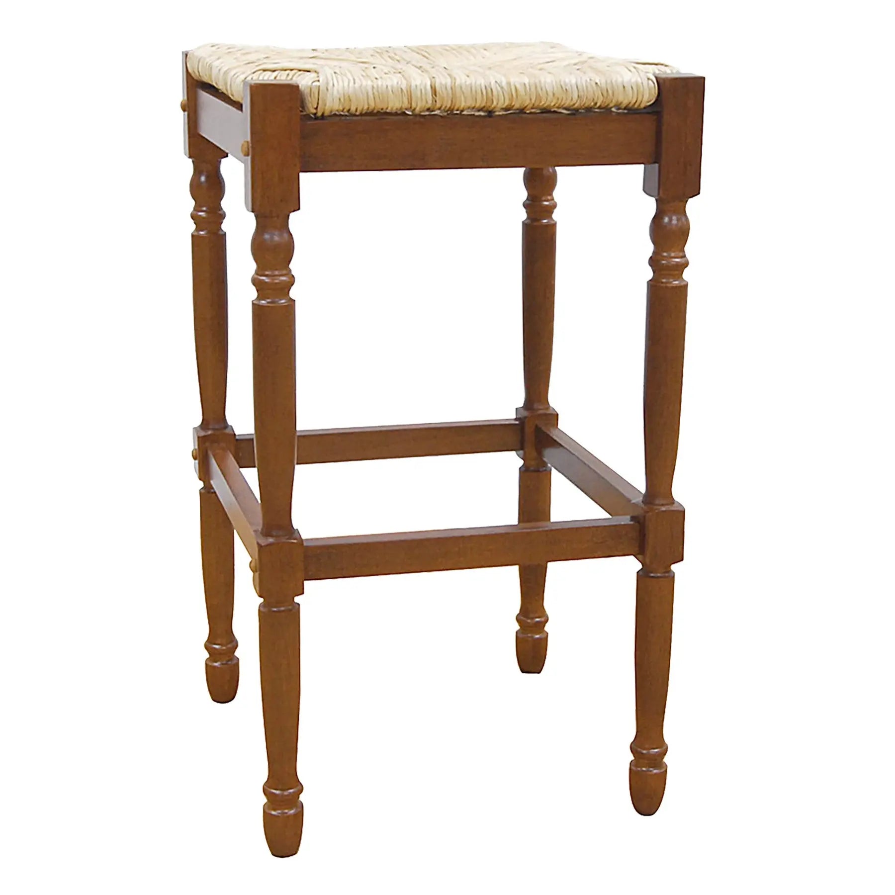 29" Natural And Brown Solid Wood Backless Bar Height Bar Chair Homeroots Living Room