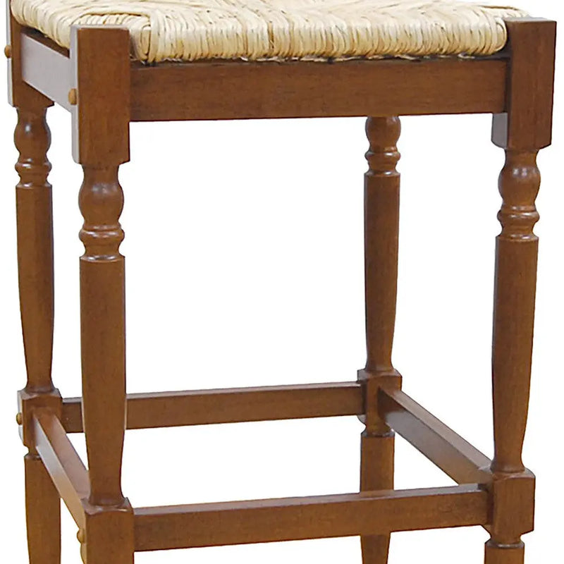 29" Natural And Brown Solid Wood Backless Bar Height Bar Chair Homeroots Living Room