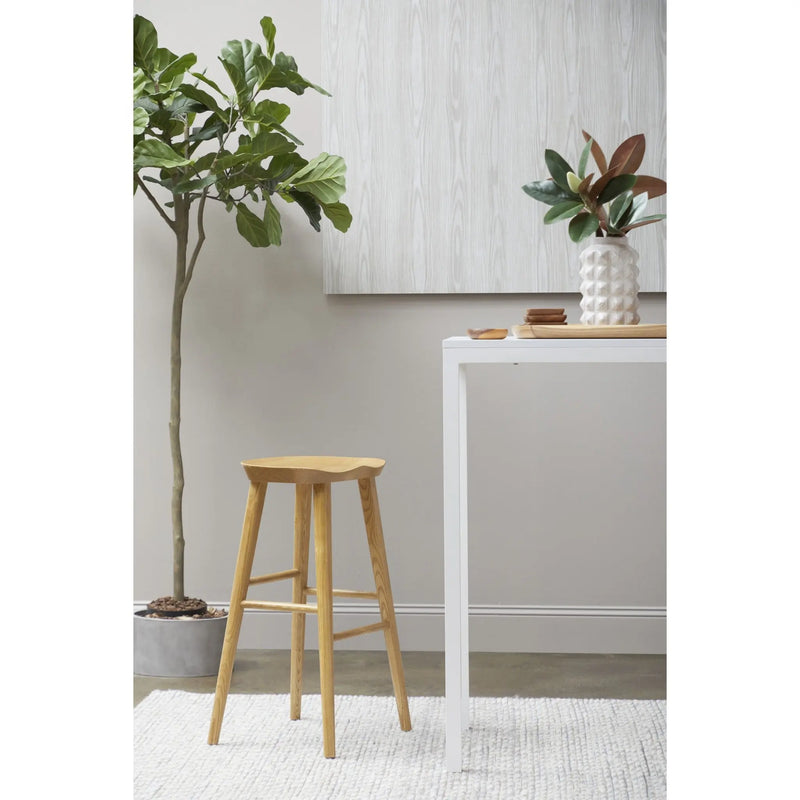 29" Natural Manufactured Wood Backless Bar Height Bar Chair Homeroots Living Room