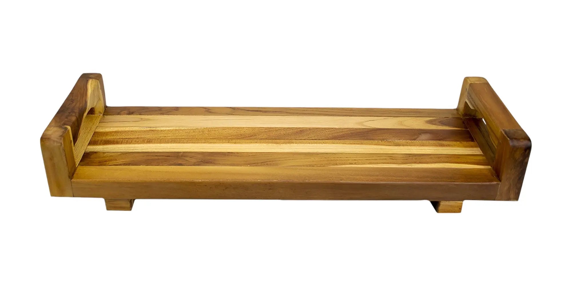 29" Natural Teak Bath Tray and Seat with Handles Homeroots Bed & Bath