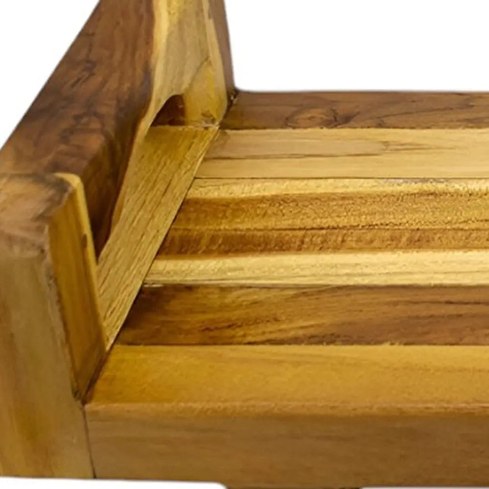 29" Natural Teak Bath Tray and Seat with Handles Homeroots Bed & Bath