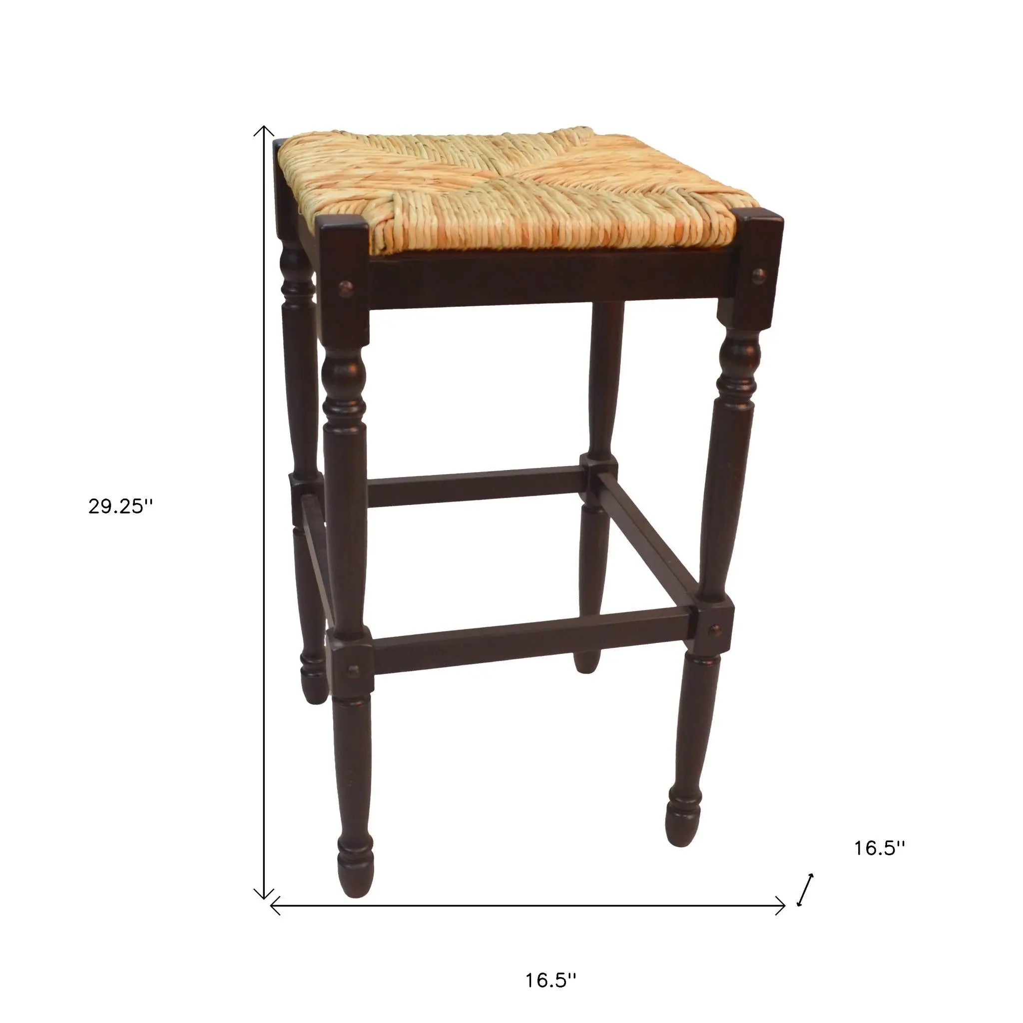 29" Natural and Espresso Wicker and Solid Wood Backless Bar Height Bar Chair Homeroots Living Room