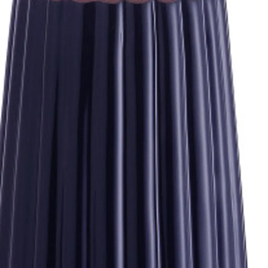 29" Navy Blue And Gold Table Lamp With Drum Shade Homeroots Lighting