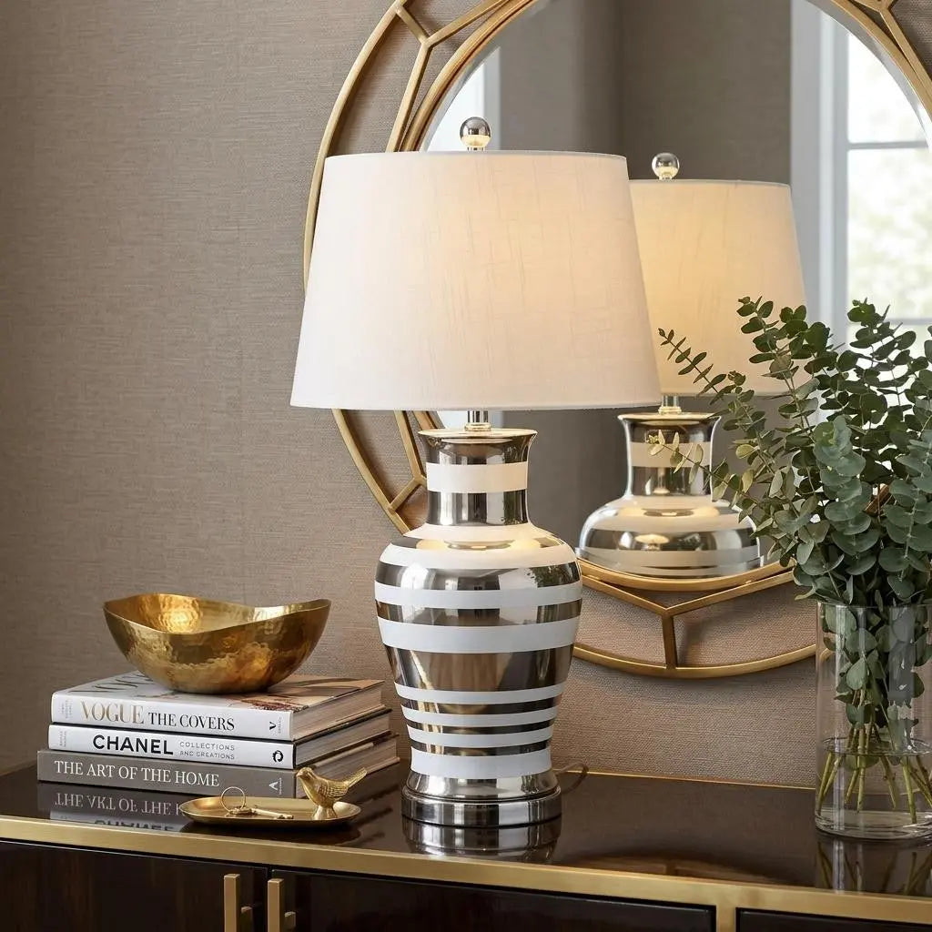 29" Silver Urn Table Lamp With Empire Shade Homeroots Lighting