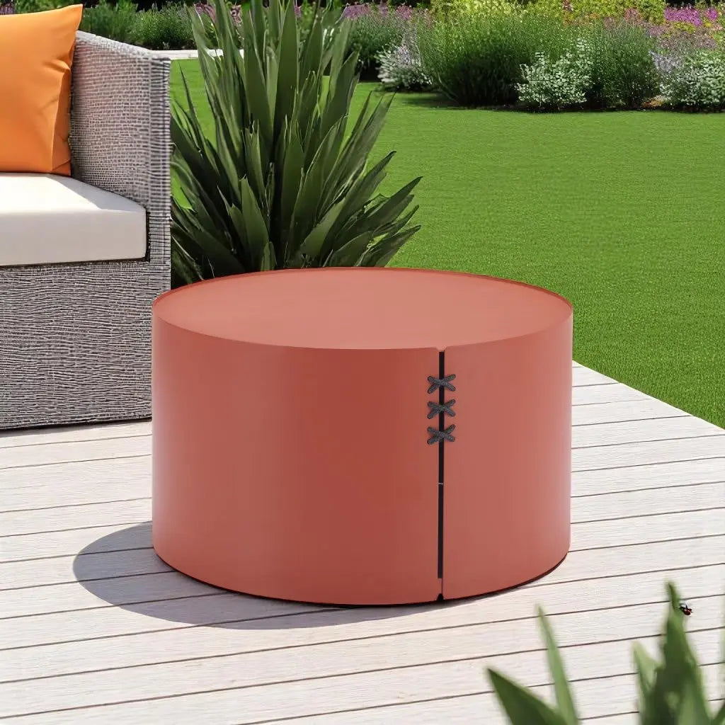 29" Terra Cotta Rounded Aluminum Outdoor Coffee Table Homeroots Outdoor