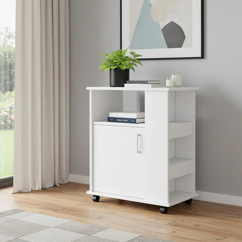 29" White Wood Accent Cabinet With Single Door Homeroots Kitchen & Dining