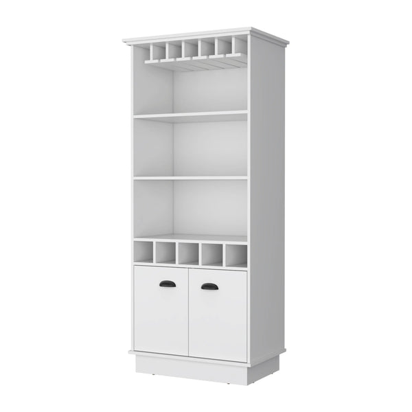 29" White Wood Bar Cabinet With Two Doors Homeroots Kitchen & Dining