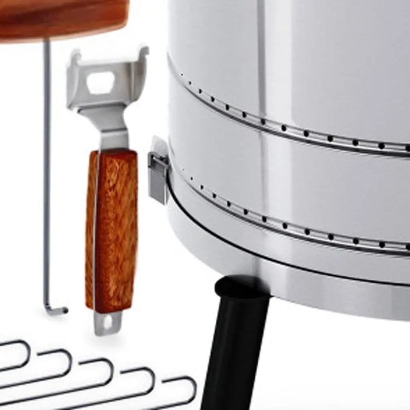 29" X 18" Silver Stainless Steel Portable Barrel Smoker Grill Combo Homeroots Outdoor