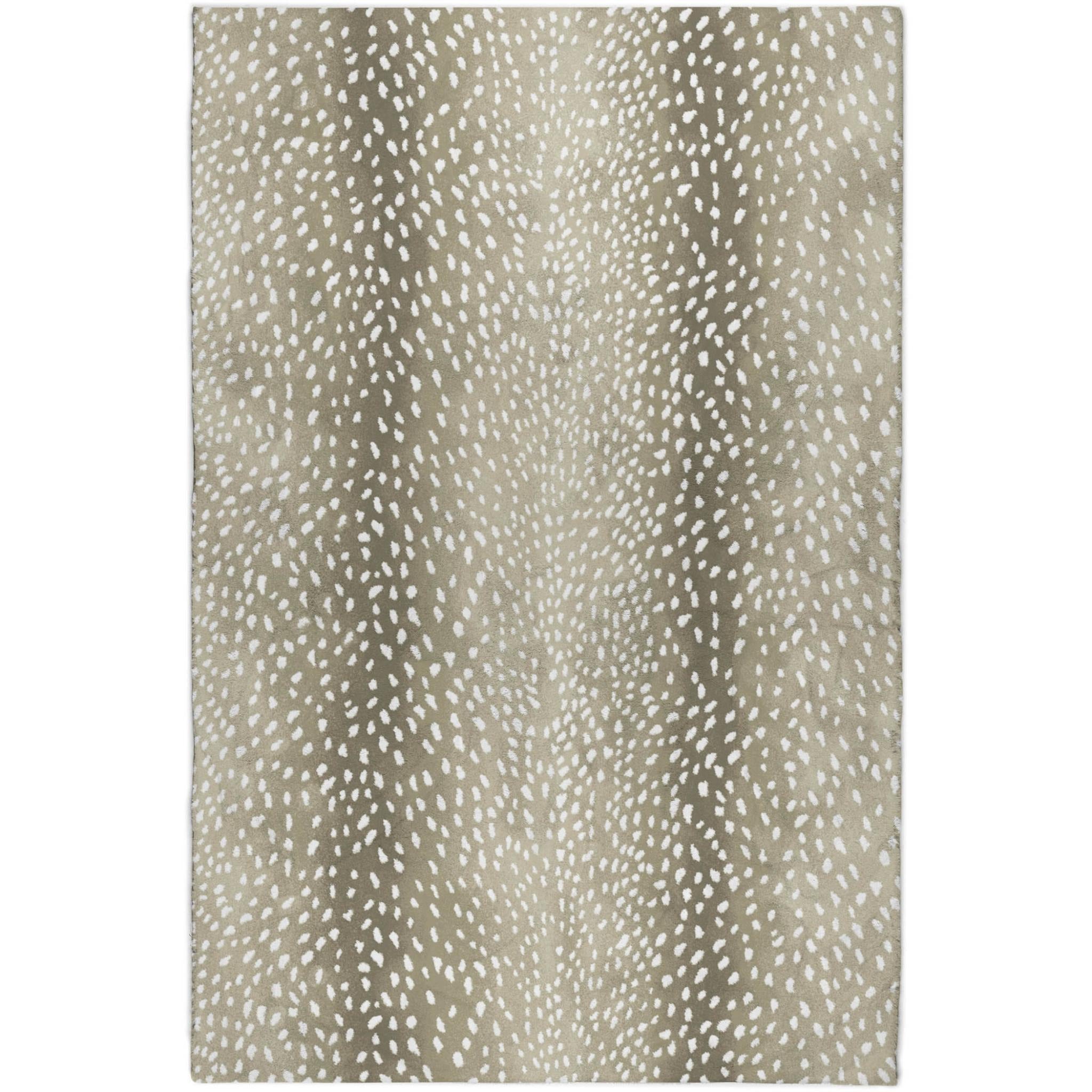 10' X 14' Fawn And Silver Animal Print Shag Washable Area Rug With UV Protection - Home & Garden