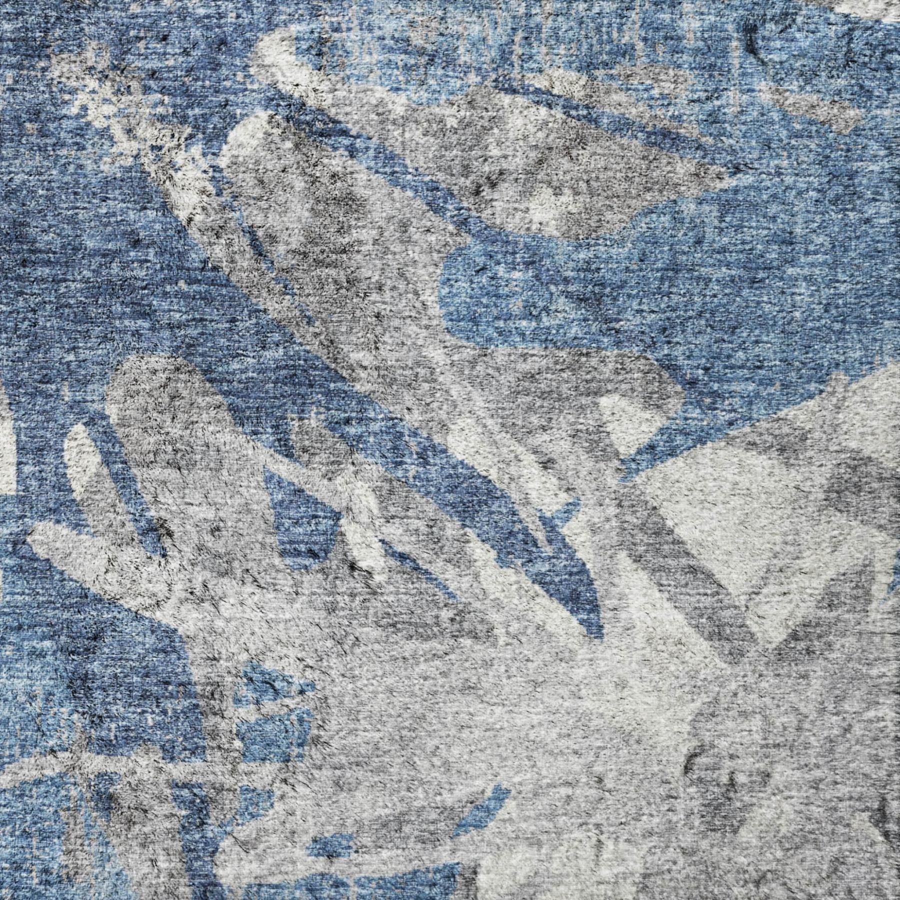 10' X 14' Blue And Navy Blue Abstract Shag Washable Area Rug With UV Protection - Home & Garden