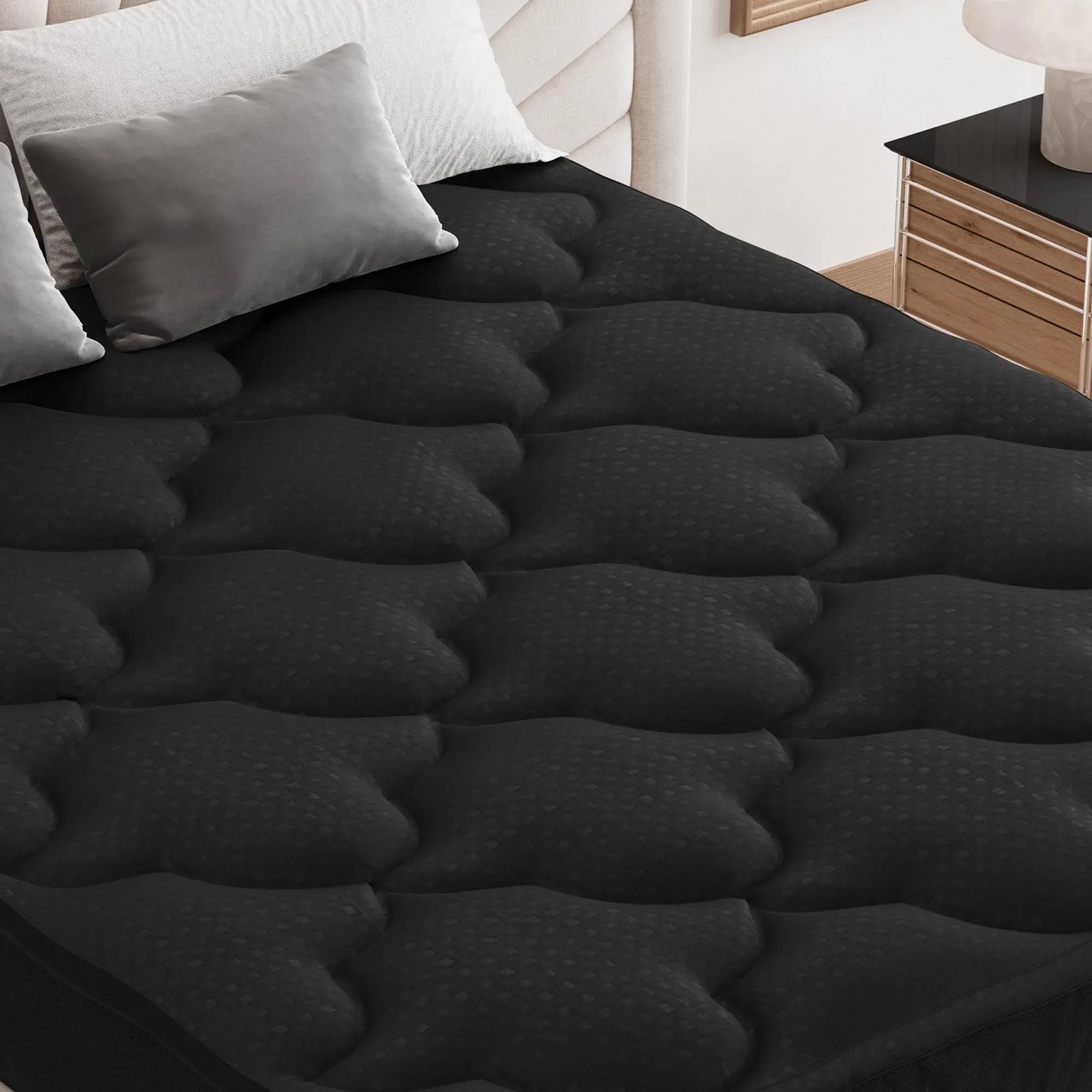 2" Black Cotton Extra-long Twin Mattress Topper - GreatEagleInc