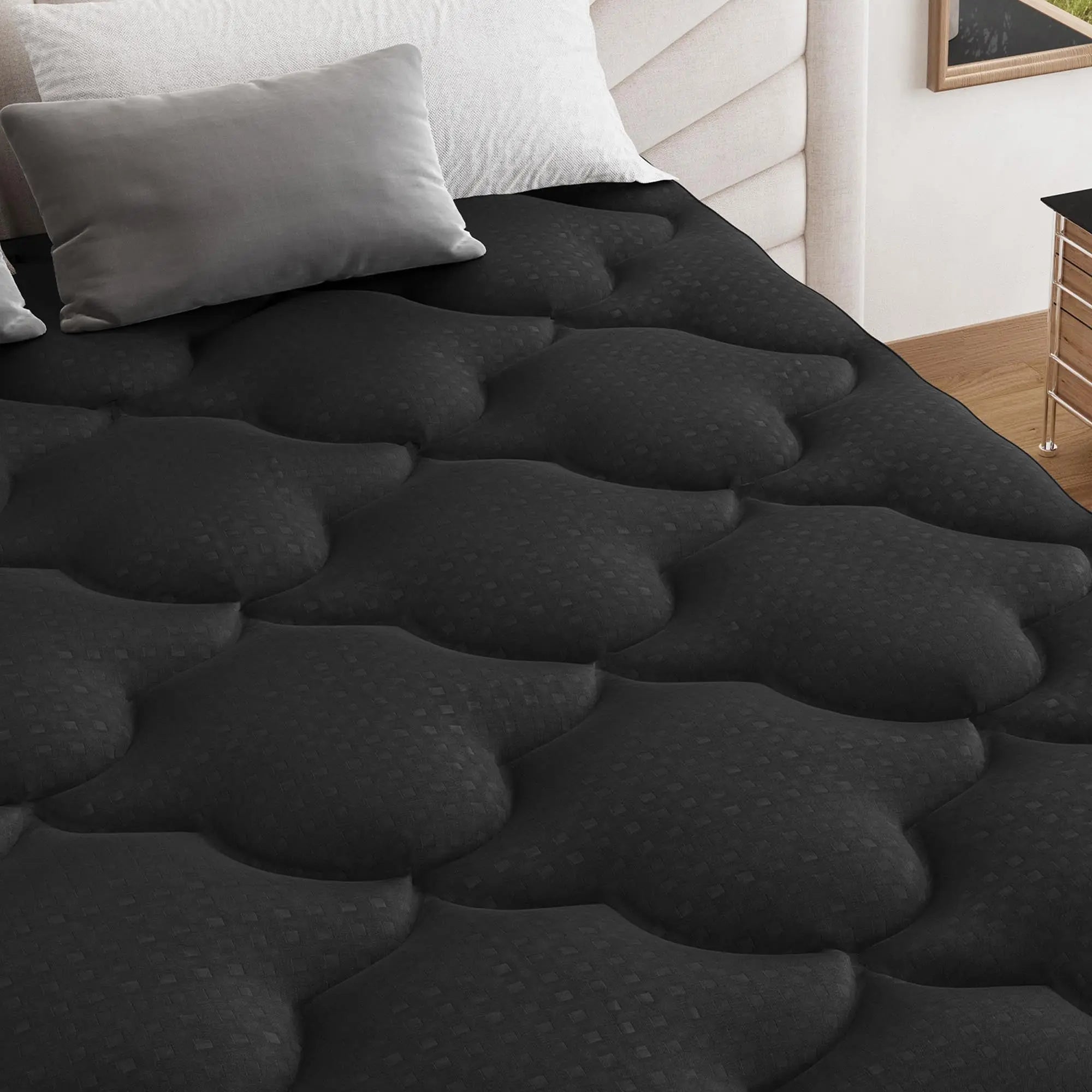 2" Black Cotton Extra-long Twin Mattress Topper - GreatEagleInc