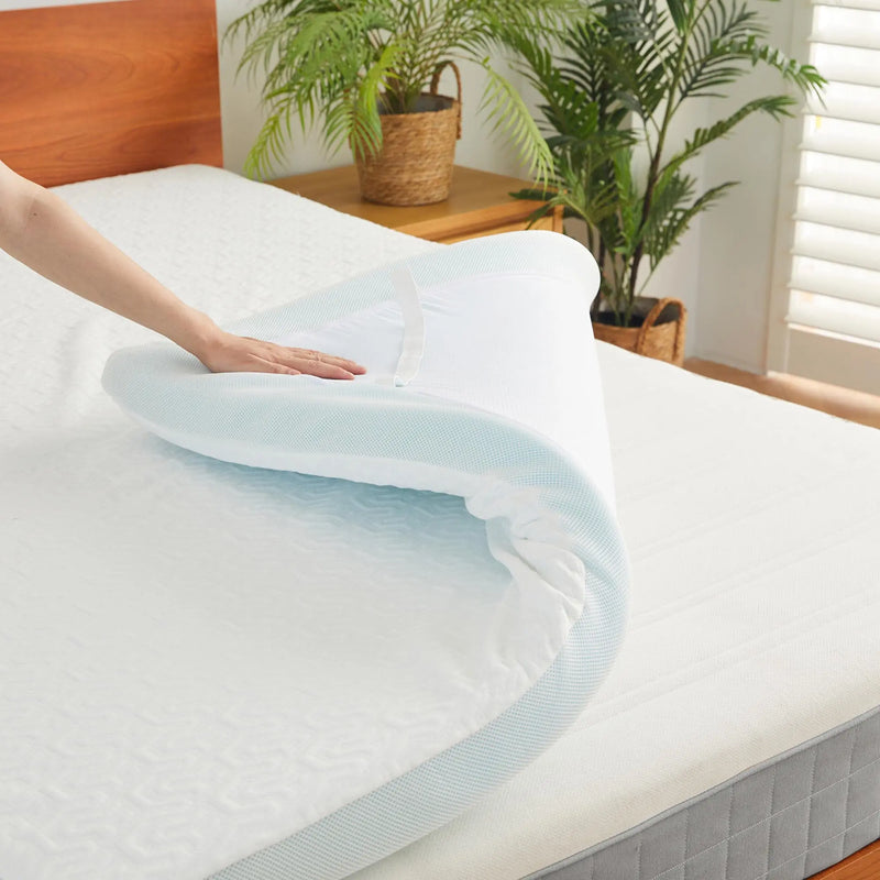 2" White Gel Memory Foam Queen Mattress Topper Homeroots Bed & Bath