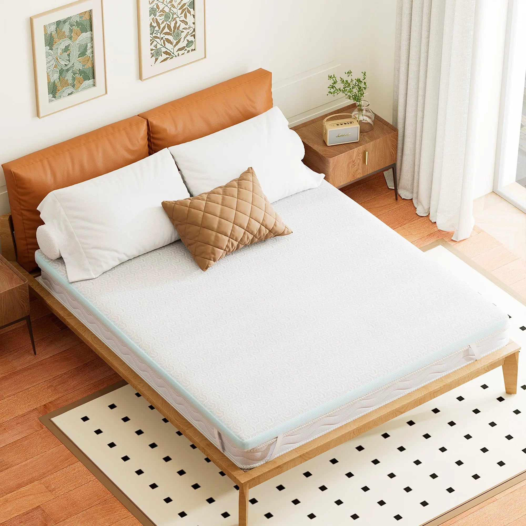 2" White Gel Memory Foam Queen Mattress Topper Homeroots Bed & Bath