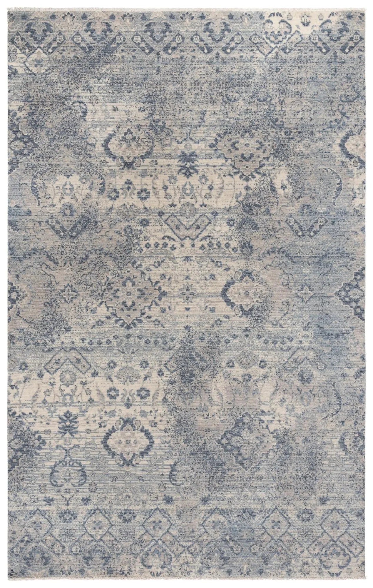 2' X 3' Beige Gray And Blue Wool Oriental Hand Carved Handmade Area Rug Homeroots Home Decor