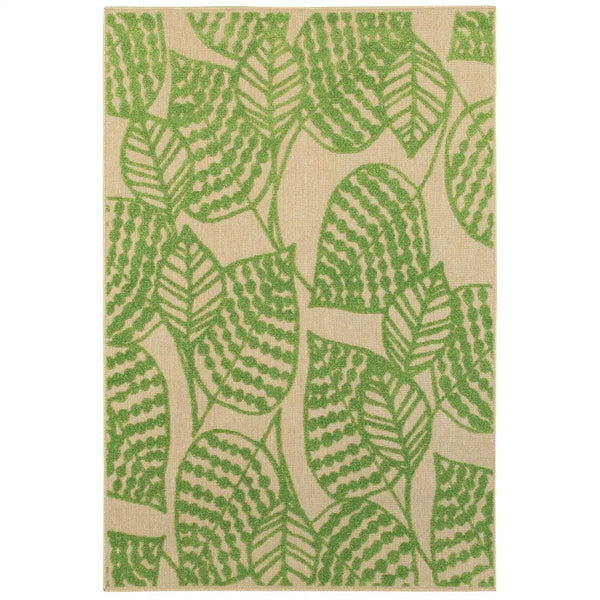 2' X 3' Beige and Black Floral Stain Resistant Indoor Outdoor Area Rug Homeroots Outdoor
