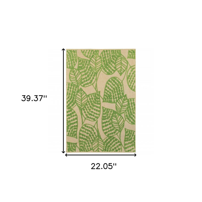 2' X 3' Beige and Black Floral Stain Resistant Indoor Outdoor Area Rug Homeroots Outdoor