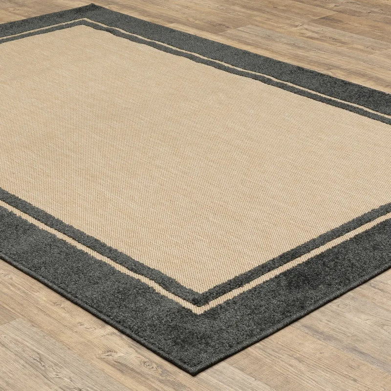 2' X 3' Beige and Black Stain Resistant Indoor Outdoor Area Rug Homeroots Outdoor