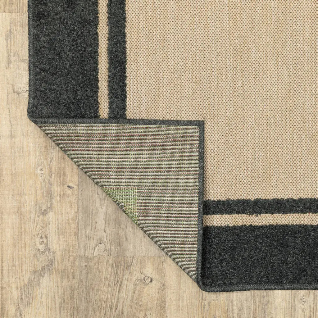 2' X 3' Beige and Black Stain Resistant Indoor Outdoor Area Rug Homeroots Outdoor