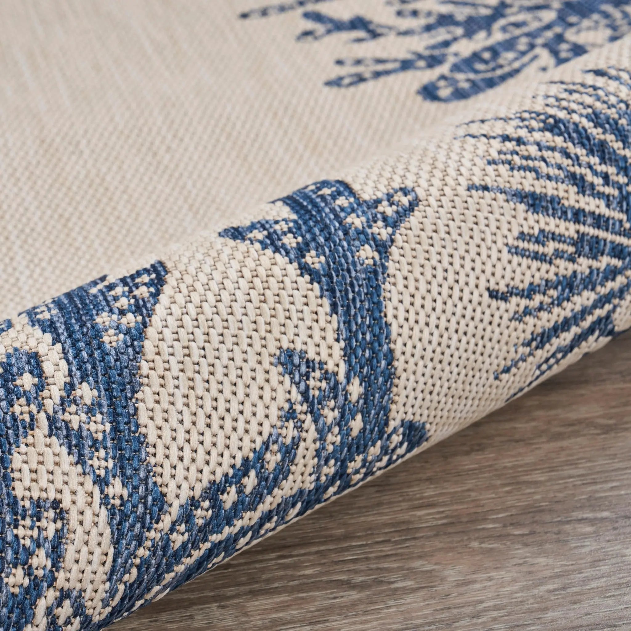 2' X 3' Beige and Blue Coral Stain Resistant Indoor Outdoor Area Rug Homeroots Outdoor