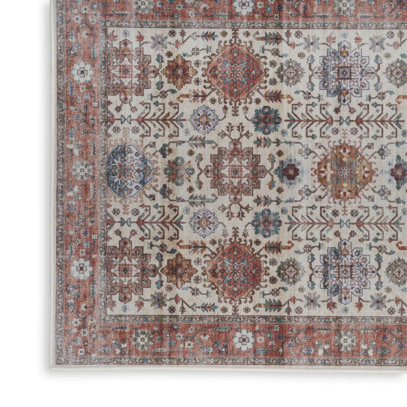 2' X 3' Beige and Orange Oriental Distressed Non Skid Area Rug GreatEagleInc
