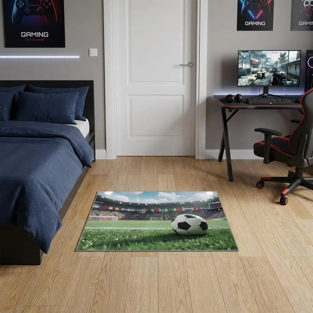 2' X 3' Black Green And White Soccer Washable Area Rug Homeroots Home Decor