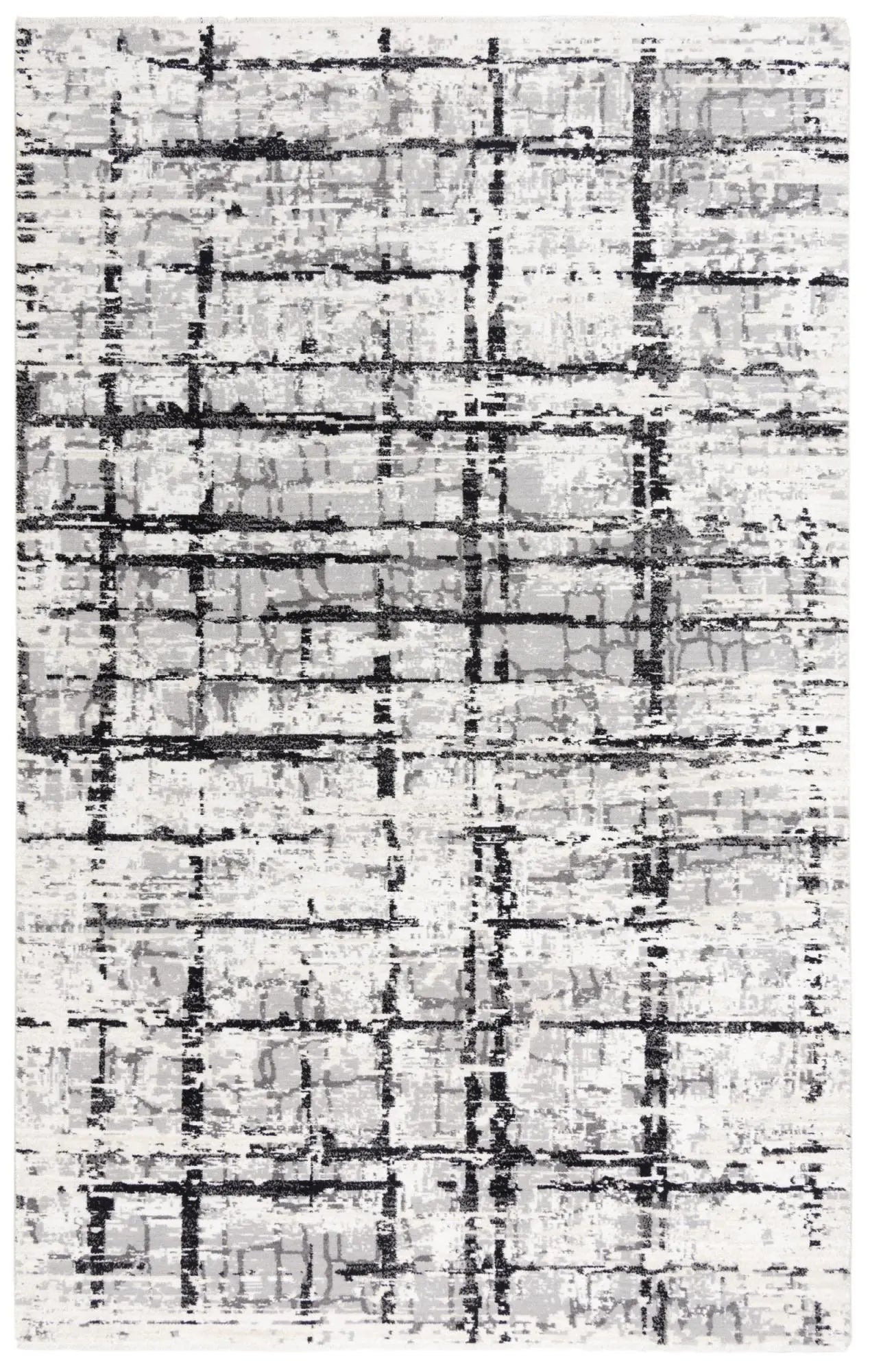2' X 3' Black Ivory And Natural New Zealand Lambs Wool Abstract Hand Carved Handmade Area Rug Homeroots Home Decor