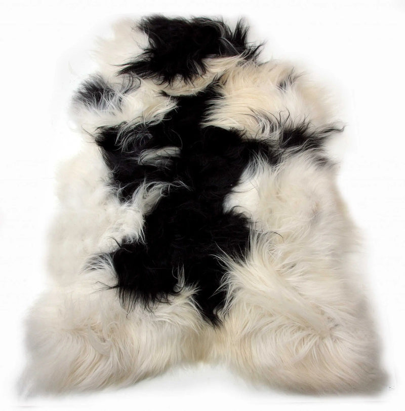 2' X 3' Black and White Spotted Sheepskin Handmade Area Rug Homeroots Home Decor