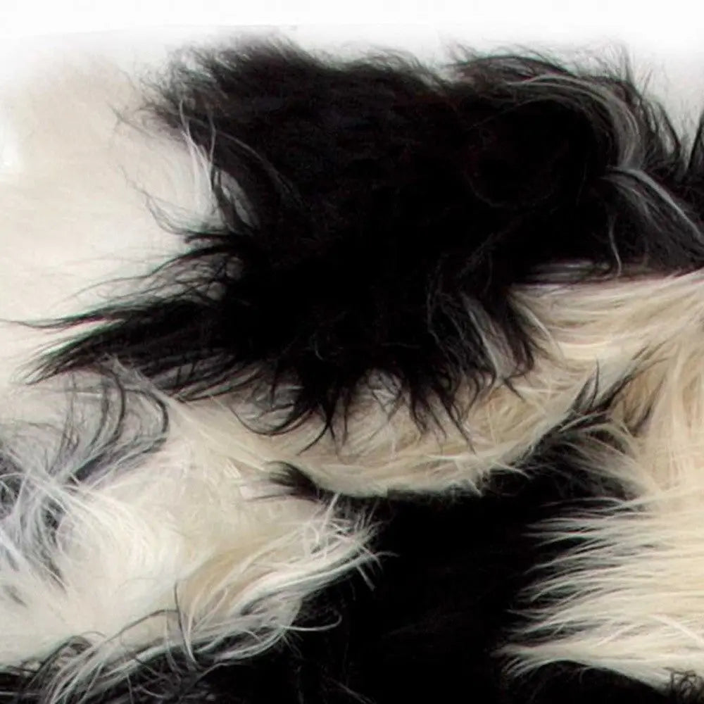 2' X 3' Black and White Spotted Sheepskin Handmade Area Rug Homeroots Home Decor