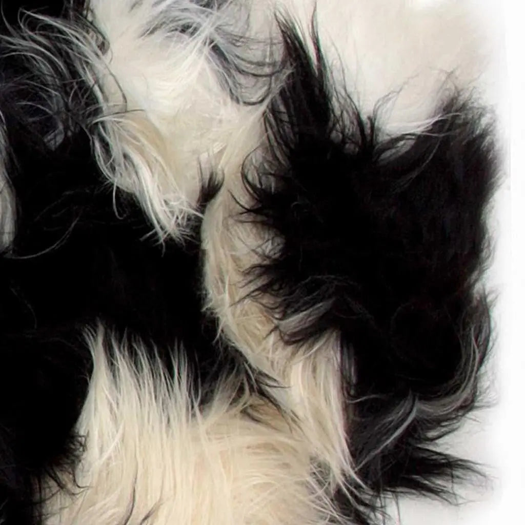 2' X 3' Black and White Spotted Sheepskin Handmade Area Rug Homeroots Home Decor