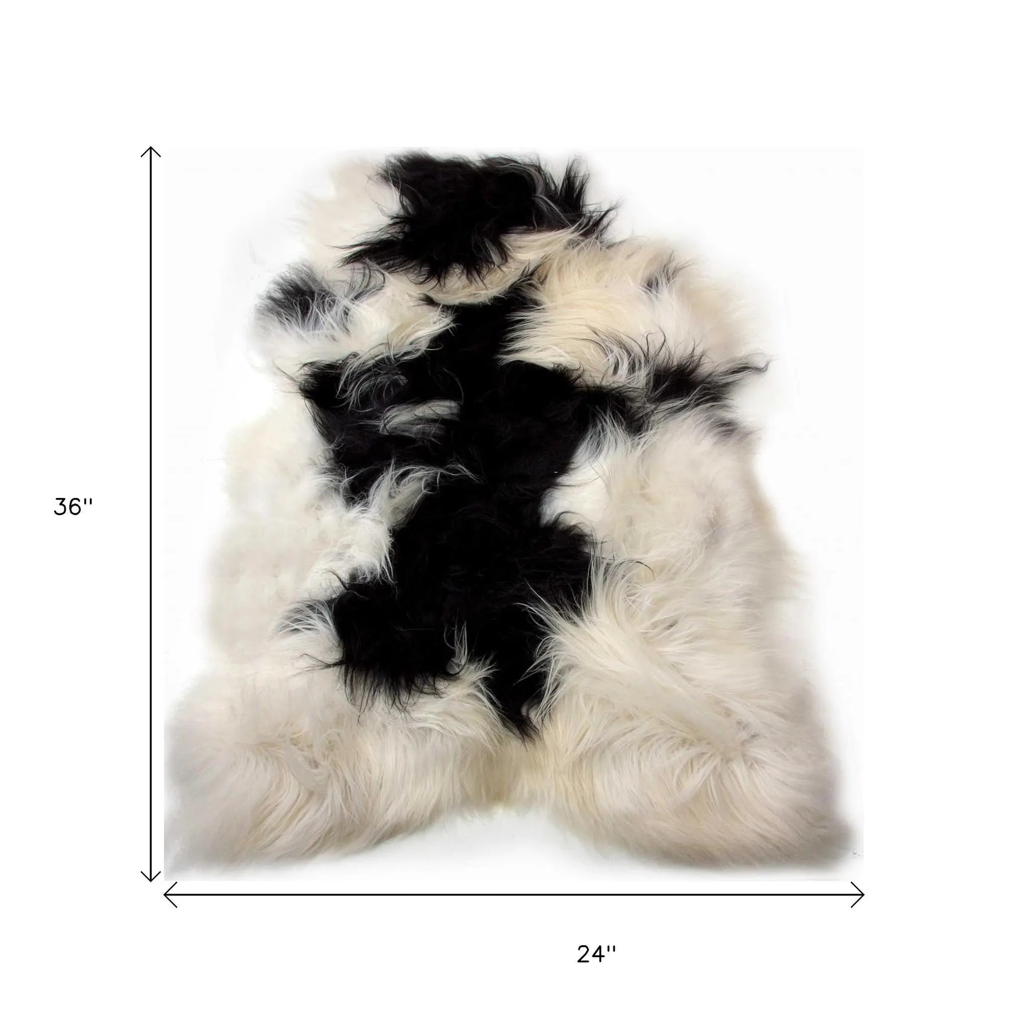 2' X 3' Black and White Spotted Sheepskin Handmade Area Rug Homeroots Home Decor