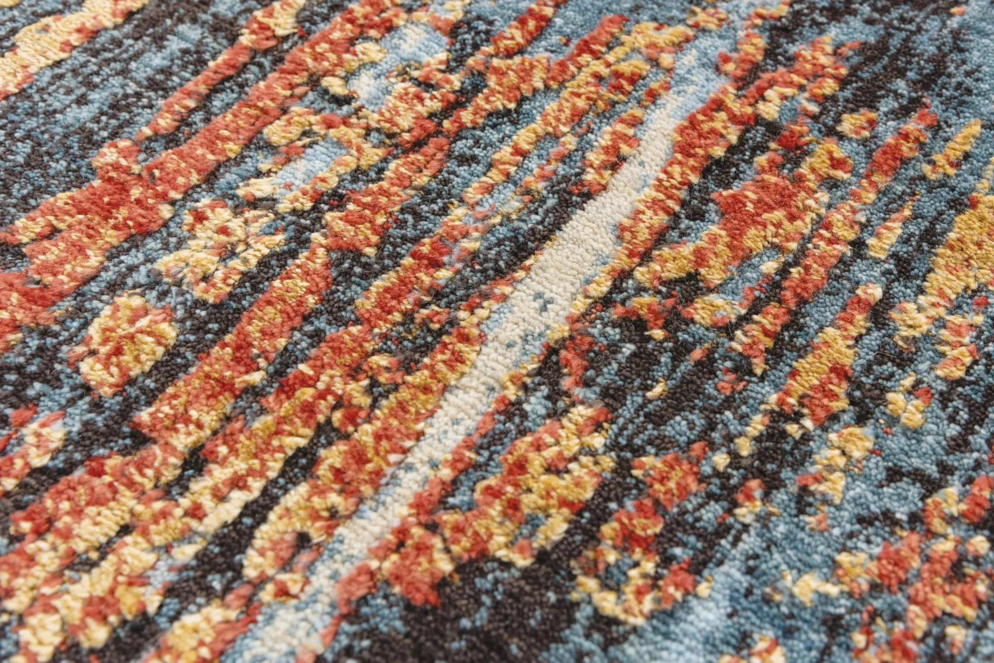 2' X 3' Blue And Apricot New Zealand Lambs Wool Abstract Hand Carved Handmade Area Rug Homeroots Home Decor