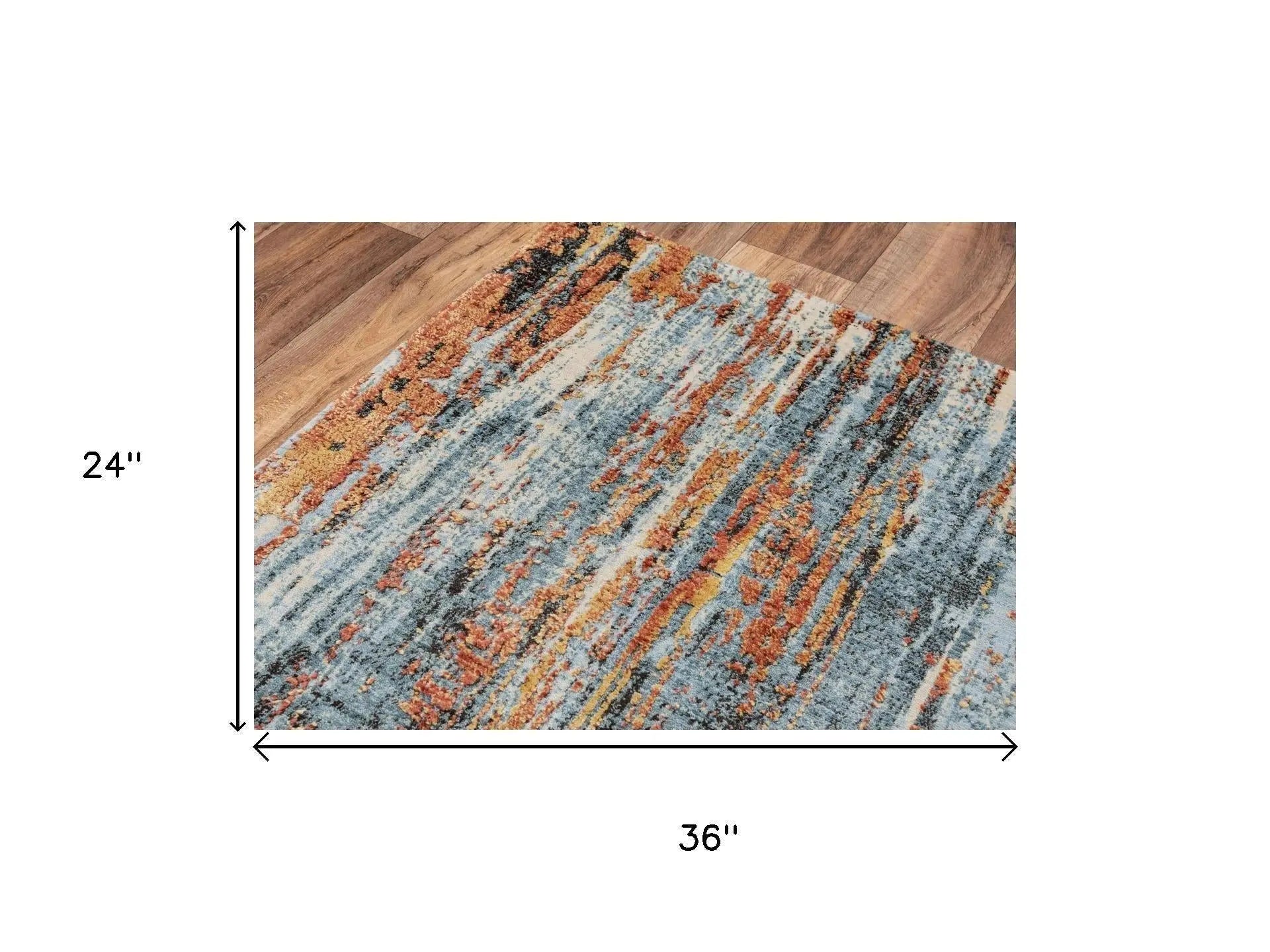 2' X 3' Blue And Apricot New Zealand Lambs Wool Abstract Hand Carved Handmade Area Rug Homeroots Home Decor