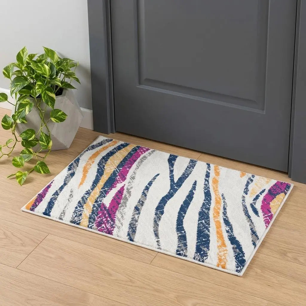 2' X 3' Blue And Gold Abstract Area Rug Homeroots Home Decor