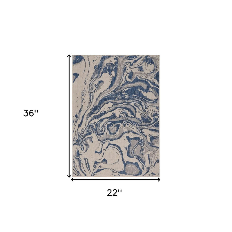 2' X 3' Blue And Gray Indoor Outdoor Area Rug Homeroots Outdoor