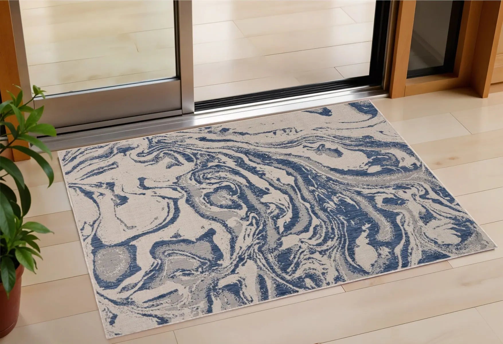 2' X 3' Blue And Gray Indoor Outdoor Area Rug Homeroots Outdoor